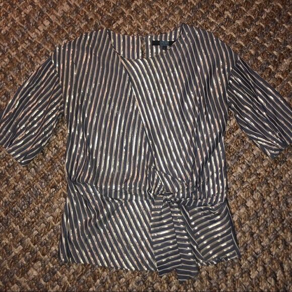 Eva Franco Marin Short Sleeve Striped Blouse - Sz 0 - Picture 11 of 15